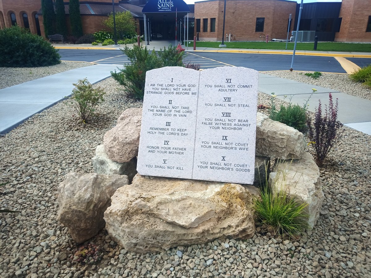 Ten Commandments monument built by Council 8367 at All Saints Catholic Church